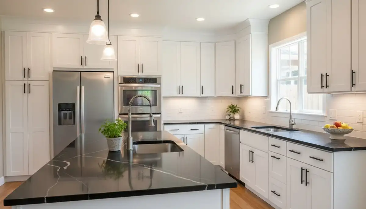 Refinished kitchen cabinets in Chico, CA with smooth, durable paint finish by local house painters