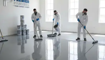 Epoxy floor coating in Chico, CA for durable, glossy garage and workshop surfaces by local painters