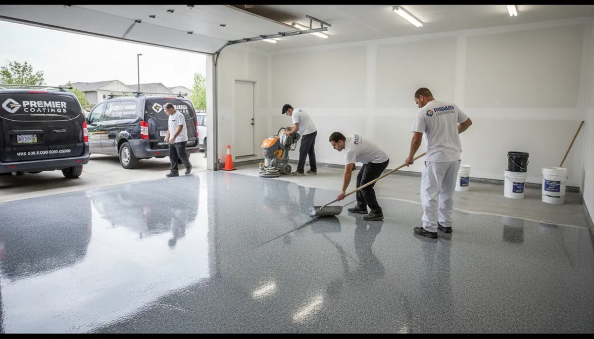 Epoxy garage floor coating in Chico, CA with durable finish by local house-painting professionals