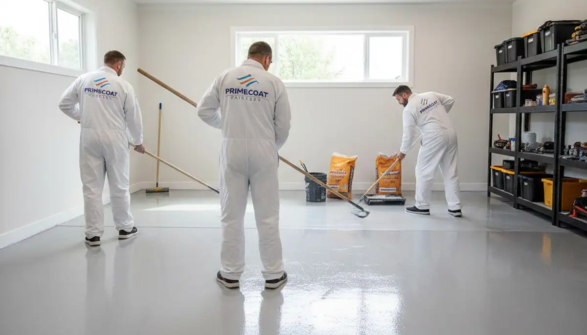 Epoxy garage floor coating in Chico CA showcasing durable concrete finish by local painting pros