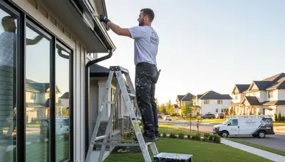 Professional painter refinishing home gutters in Chico, CA for durable, weather-resistant curb appeal