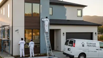 Professional house painters working on exterior home in Chico, CA