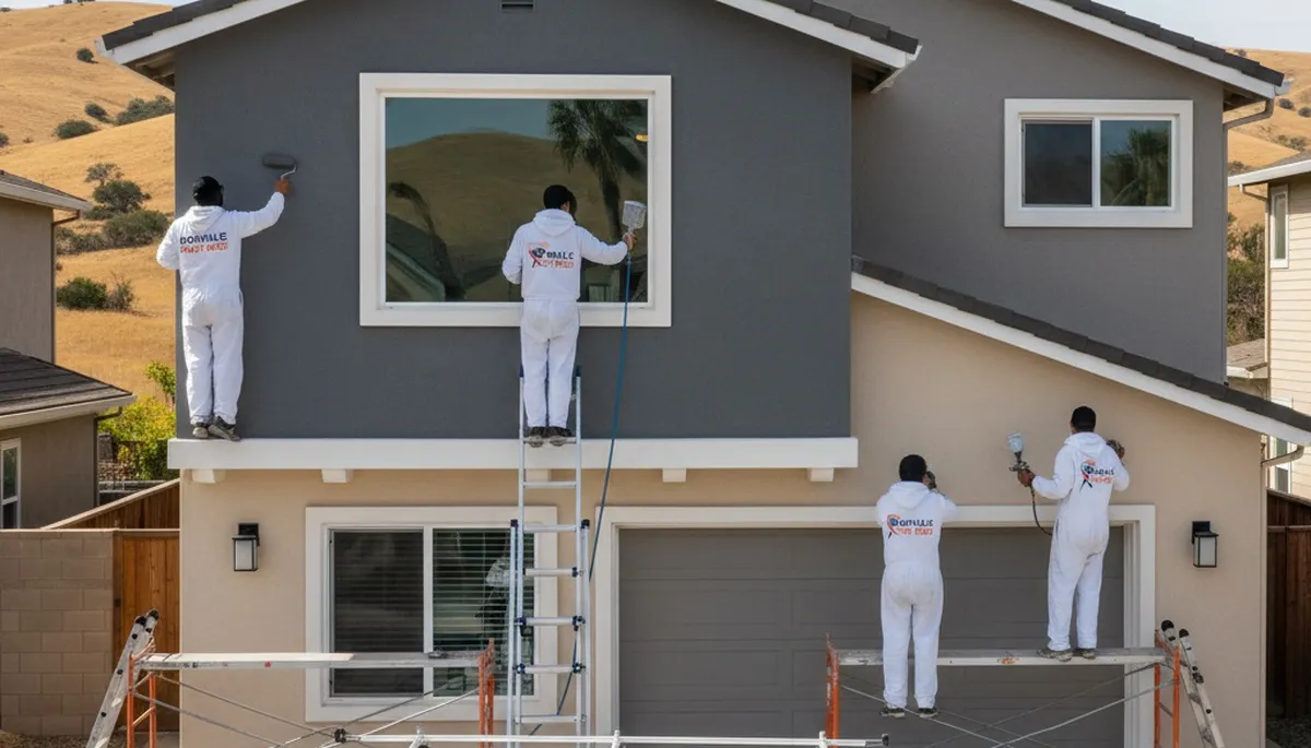 Professional house painters working on home exterior in Chico, CA