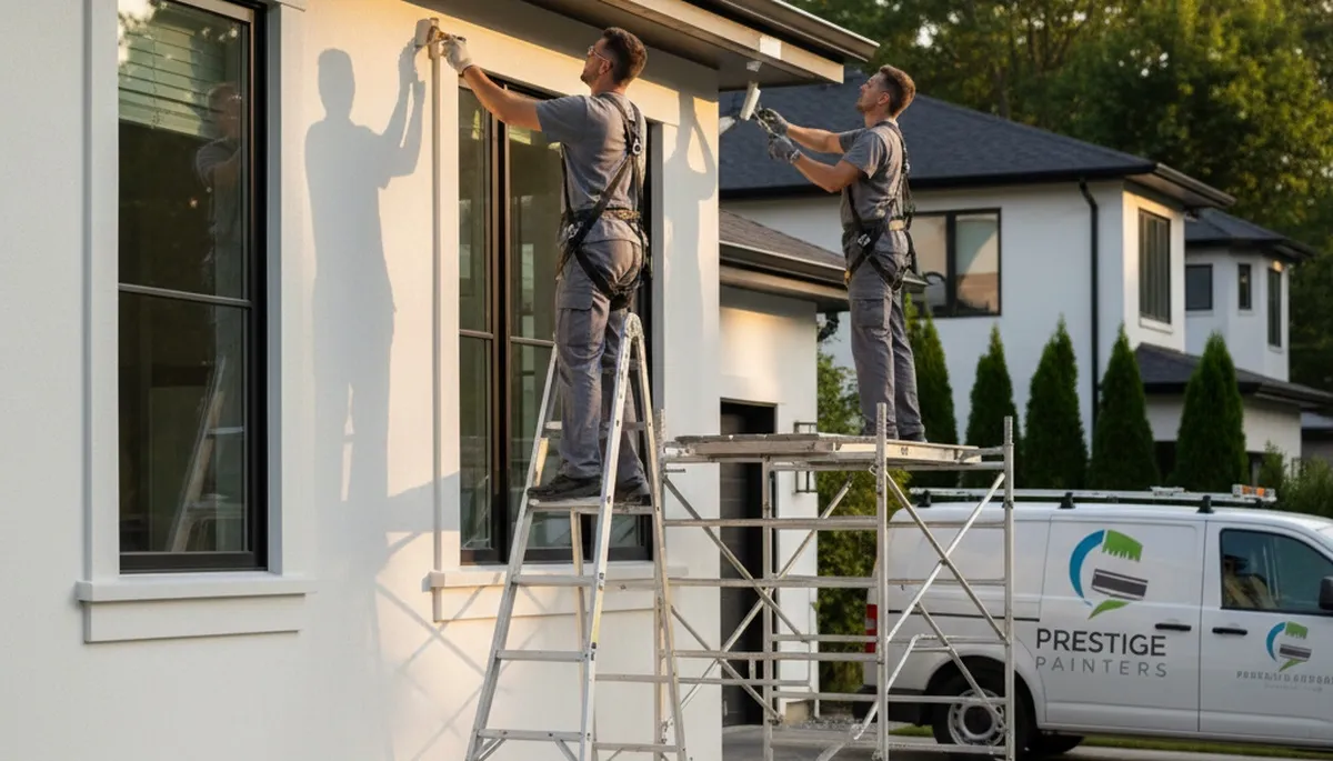 Professional trim and fascia painting on a Chico, CA home by local house painters