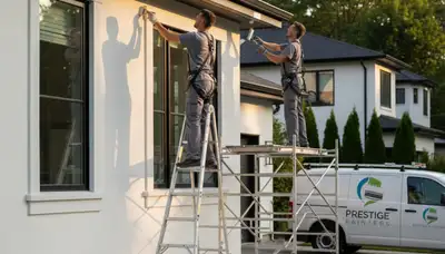 Professional trim and fascia painting on a Chico, CA home by local house painters