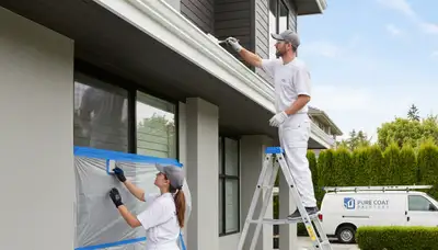 Professional trim and fascia painting on Chico, CA home exterior by expert local house painters