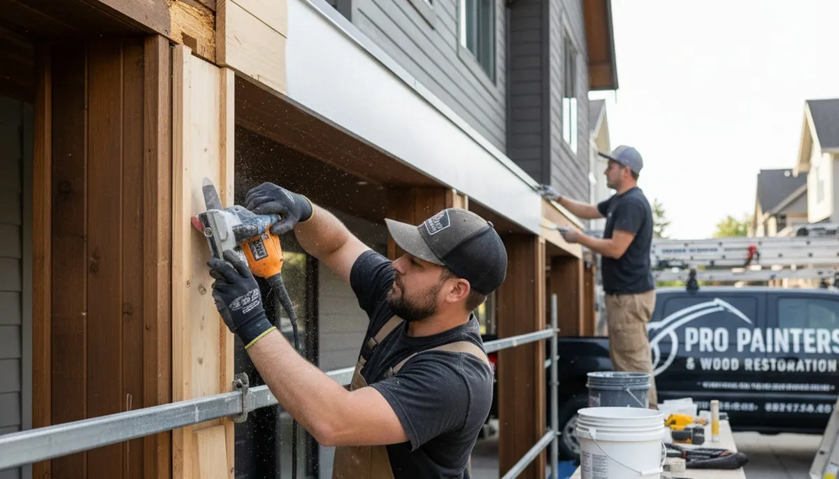 Professional wood rot repair on Chico, CA home exterior by expert house painters