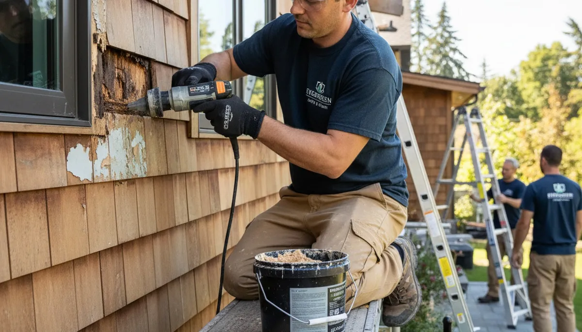 Professional wood rot repair and exterior house painting in Chico, CA by expert restoration painters