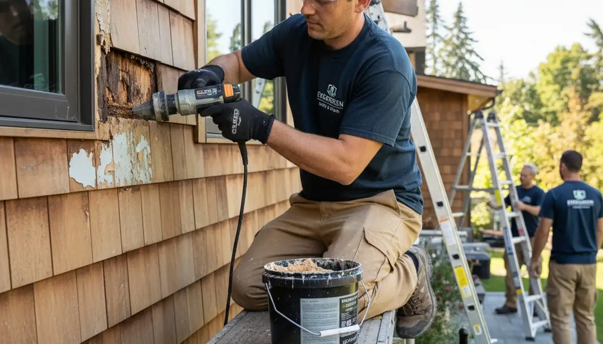 Professional wood rot repair and exterior house painting in Chico, CA by expert restoration painters